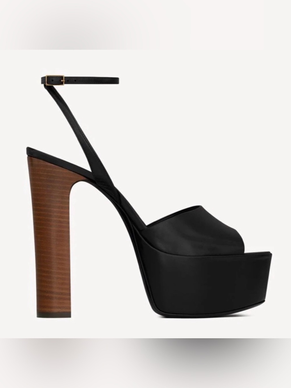 Authentic Saint Laurent Jodie Platform Sandals 39.5 Shiny Leather Black $1150